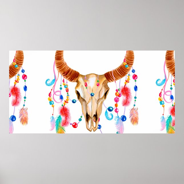 Poster Crânio aquoso revestido de cor branca (Frente)