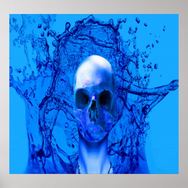 Pôster crânio azul alienígena (Frente)