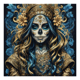 Pôster Crânio Colorido sem Poster brilhante 1D