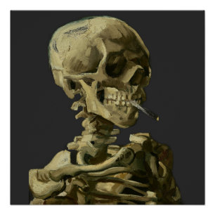 Pôster Crânio com cigarro por Van Gogh