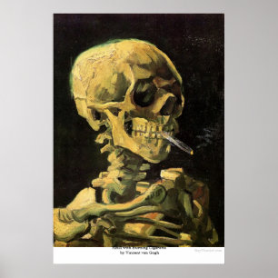 Poster Crânio com cigarro queimado por Vincent van Gogh