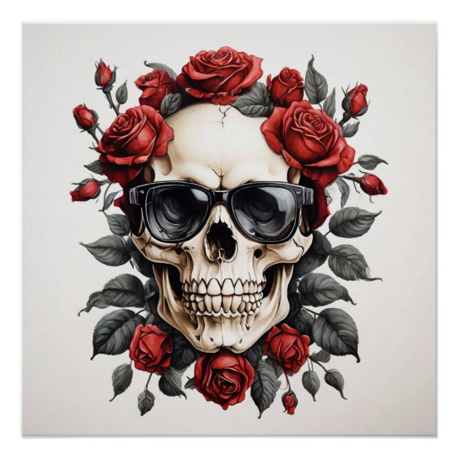 Pôster crânio com óculos (Frente)
