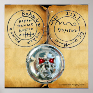 PÔSTER CRÂNIO CROMO E PIRATAS ANTICOS MAPA DE TRATAMENTO