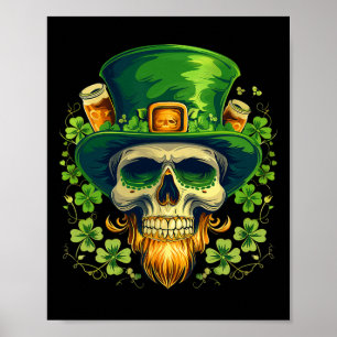 Poster Cranio de Açúcar Dia de São Patrício Crânio Irland