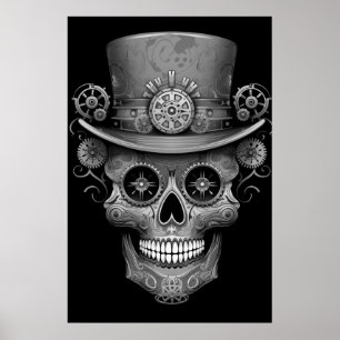 Poster Cranio de Açúcar Imagem Preta + Branca em um Carta