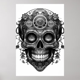 Poster Cranio de Açúcar Imagem Preto + Branco em um Carta