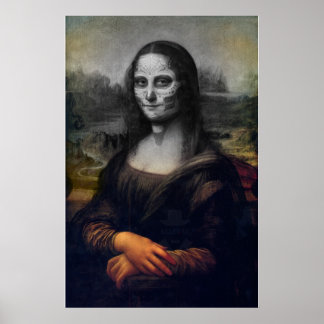 Pôster crânio de açúcar mona lisa