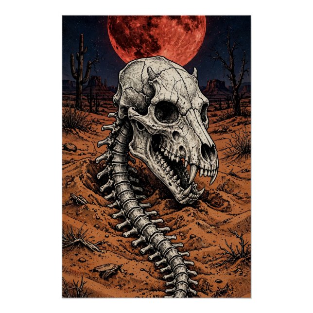 Pôster Crânio de Chupacabra — Noite no Deserto (Frente)