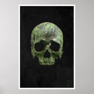 Poster Cranio de Cogumelo Selvagem Camiseta Unisex Manga