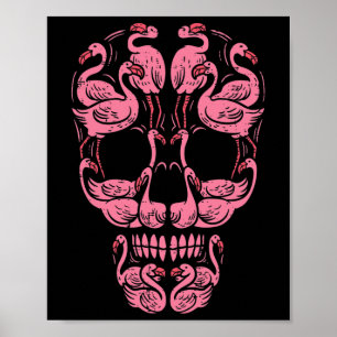 Poster Crânio de Flamingo Conscientização Câncer de Mama