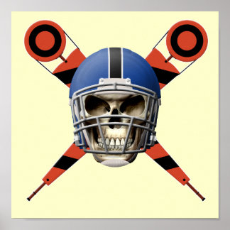 Pôster Crânio de futebol com Helmet e Yard Markers