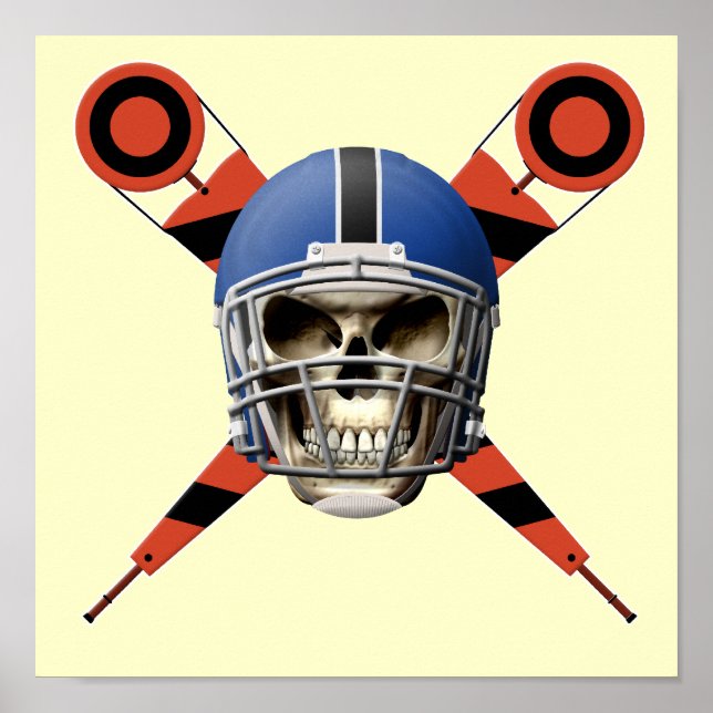 Pôster Crânio de futebol com Helmet e Yard Markers (Frente)