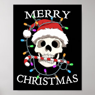 Poster Crânio de Natal Alegre Esqueleto Homens Mulheres