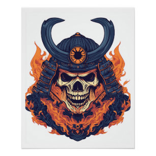 Pôster Cranio de Oni Samurai
