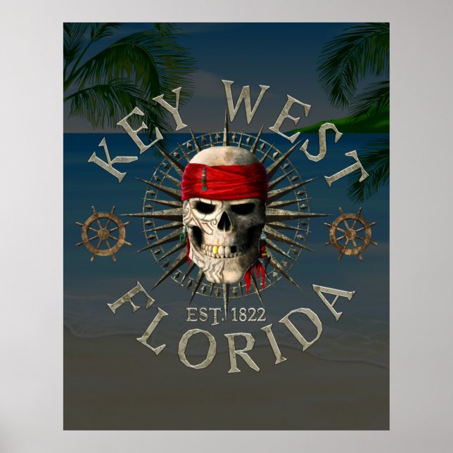 Poster Crânio de Pirata Ocidental (Frente)