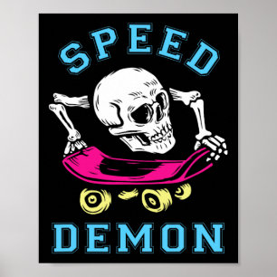 Poster Cranio de Skate Skateboarding Retro Radical Skater