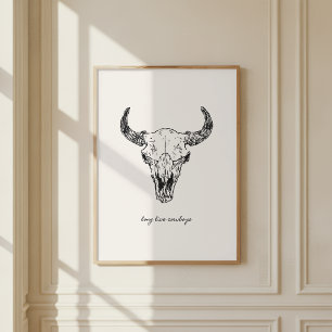Poster Crânio de Vaca Viva Longa Cavalaria Oeste Selvagem