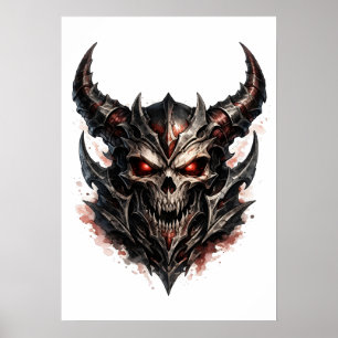 Poster Cranio Demoníaco com Chifres