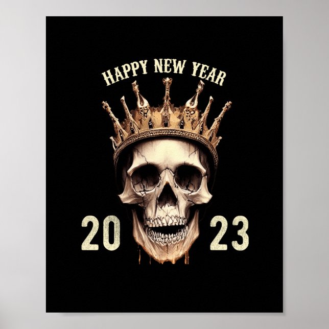 Poster crânio do feliz ano novo 2023 (Frente)