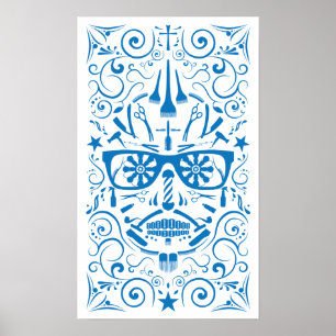 Pôster crânio do punk do barbeiro