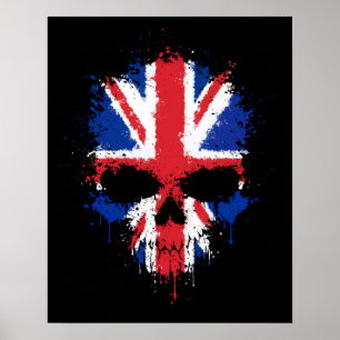 Poster Crânio do Splatter do gotejamento de Reino Unido