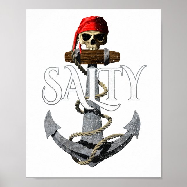 Poster Crânio E Âncora De Pirata Salgada (Frente)