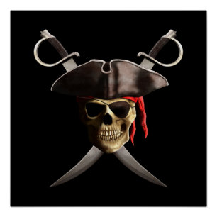 Pôster Crânio e espadas do pirata