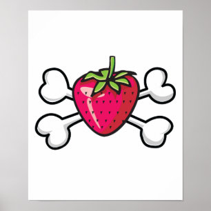 Poster crânio e espinhas de morango