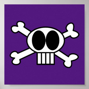 Pôster Crânio e espinhos com olhos pretos grandes