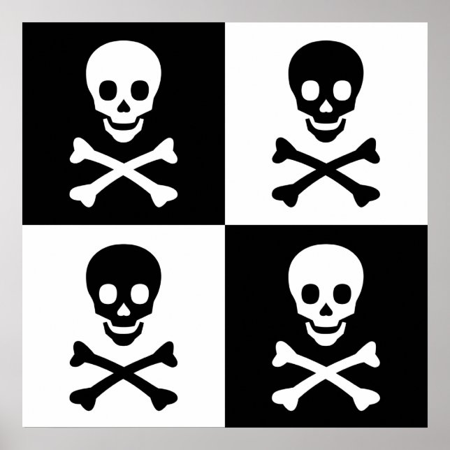 Pôster Crânio e ossos cruzados (Frente)