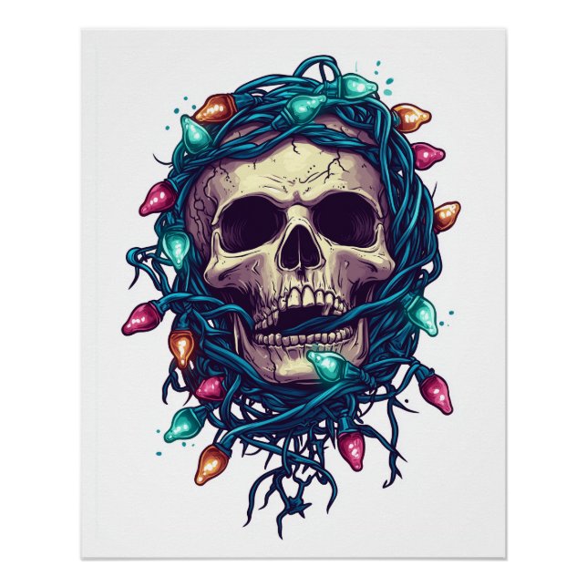 Pôster Crânio Emaranhado do Skullmas - Esqueleto Divertid (Frente)