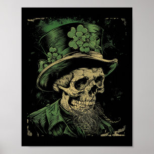 Poster Cranio Esqueleto - Leprechaun Dia de São Patrício