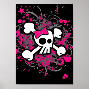 Poster Crânio feminino & Crossbones