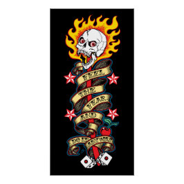Pôster Crânio flamejante sente o medo