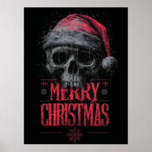 Poster Crânio gótico nojento Vestindo um chapéu de Papai