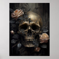 Crânio humano e gótico escuro Rosa