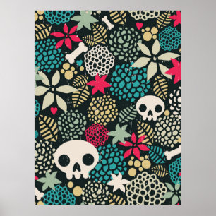 Poster Crânio nas flores