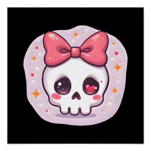 Pôster Cranio Pastel Goth com Laço (Frente)