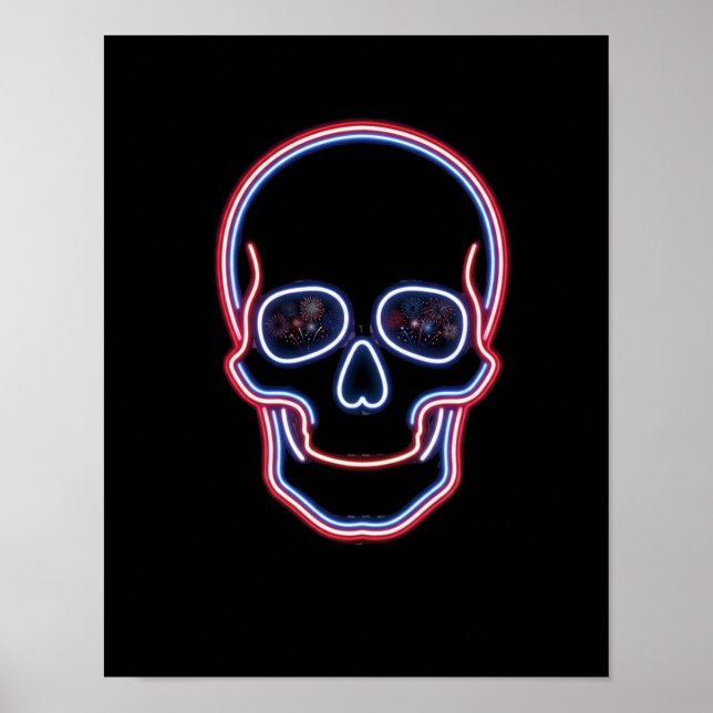 Poster Crânio Patriota Neon (Frente)
