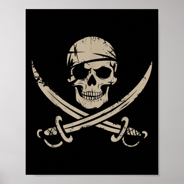 Poster Crânio Pirata E Crossbones Skeleton Halloween Para (Frente)