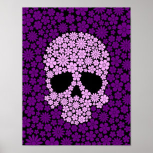 Poster Crânio roxo das flores selvagens