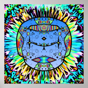 Poster Crânio tatuado colorido v0