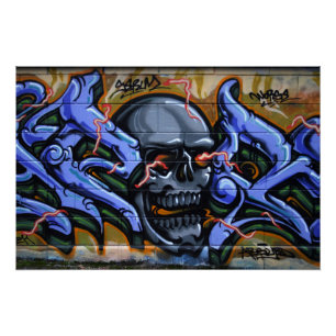 Pôster Crânio Terrível Com Olhos Queimados