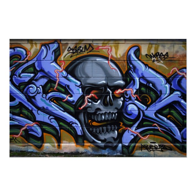 Pôster Crânio Terrível Com Olhos Queimados (Frente)