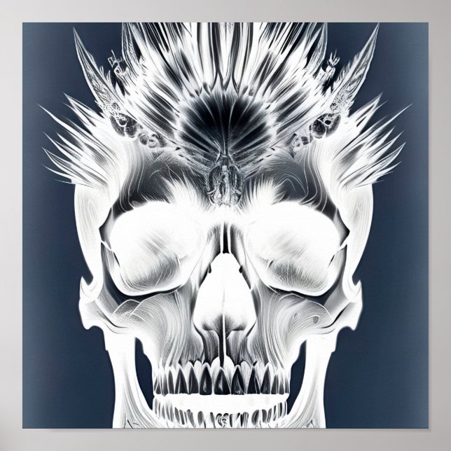 Poster Crânio Tribal Negativo (Frente)