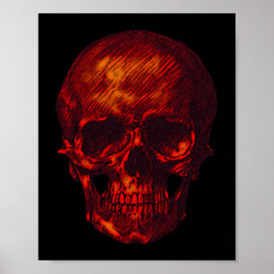 Poster Crânio vermelho gótico