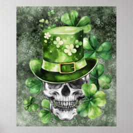 Poster Cranio Vívido com Ilustração de Chapéu Verde