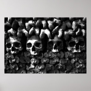 Poster Crânios - Catacombs de Paris, versão preto e