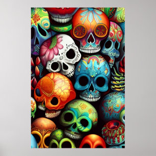 Poster Crânios De Açúcar Brilhantes
