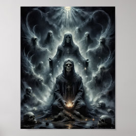 Poster Cránios fantasmas adeptos orando para a presa